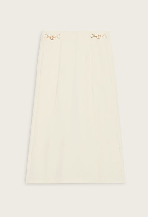 Mid-length ivory skirt with curb chain