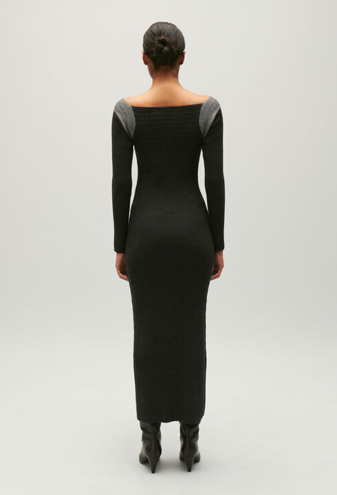 Robe longue maille gris chiné