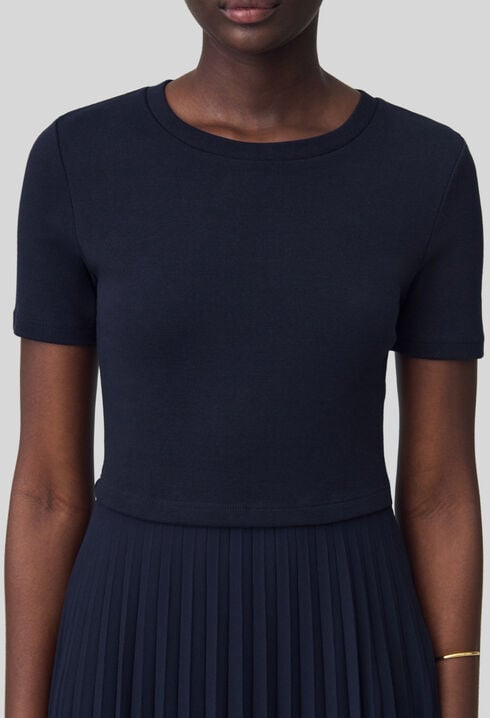 Black and navy bi-material dress 