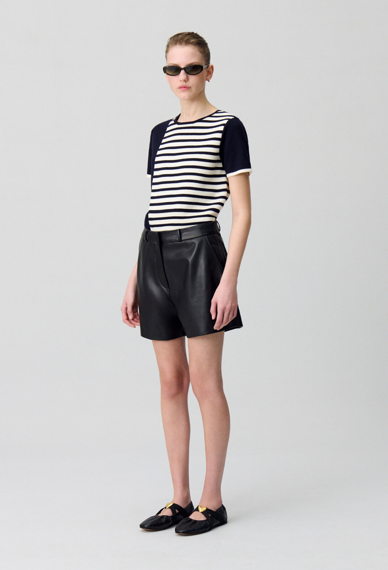 Black leather shorts 