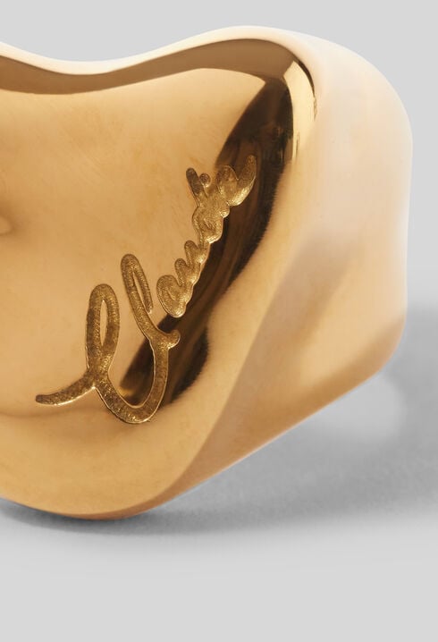 Chevalière cœur martelée