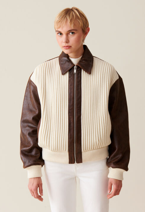 Brown two-tone bomber jacket