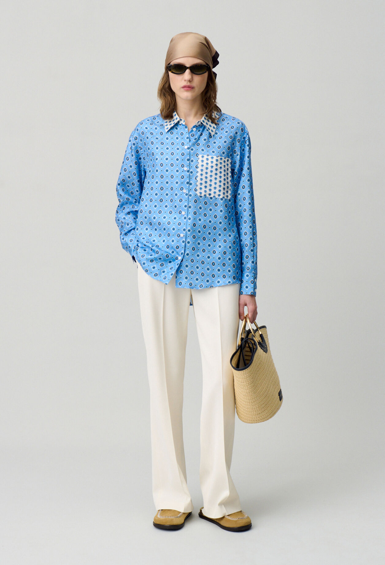 Chemise droite en soie