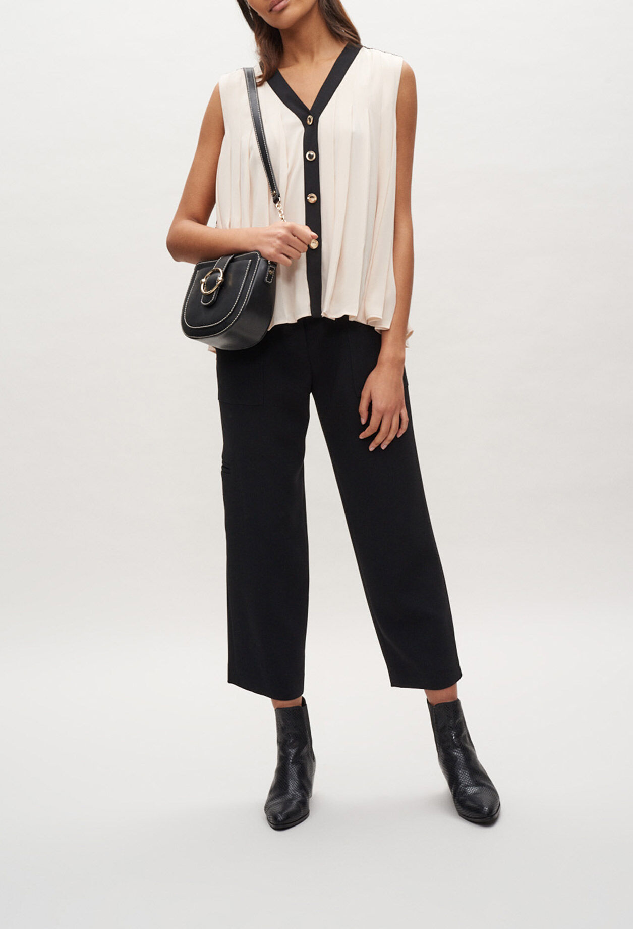 Pleated sleeveless top