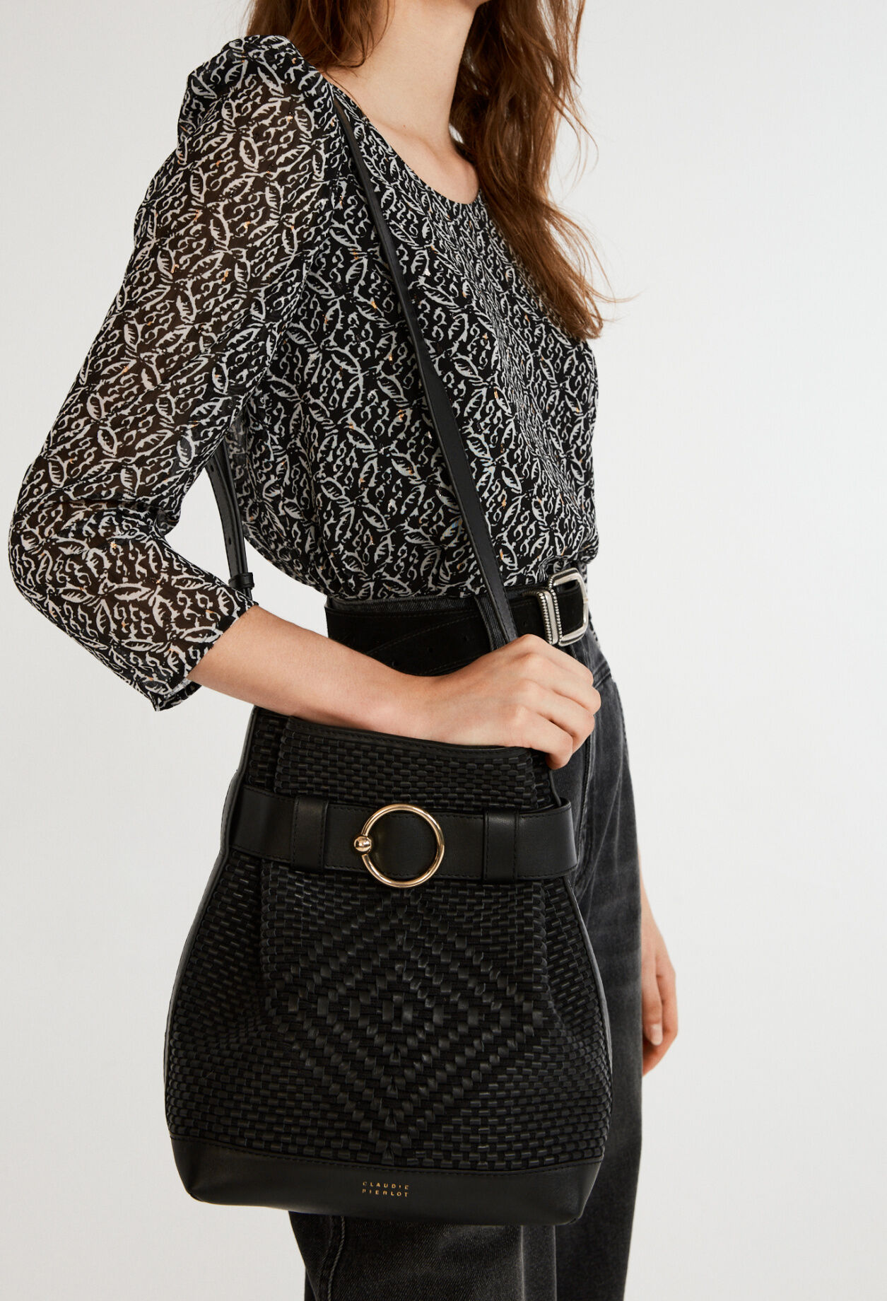 Leather bucket bag