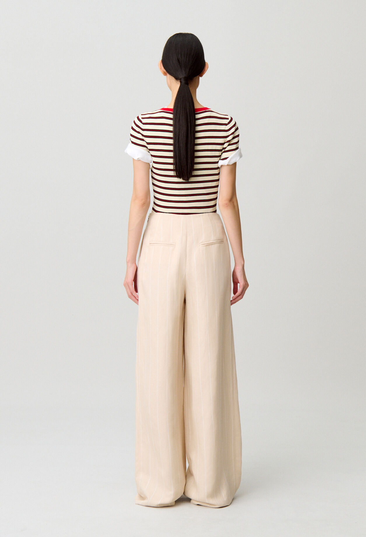 Wide tailored linen-blend trousers