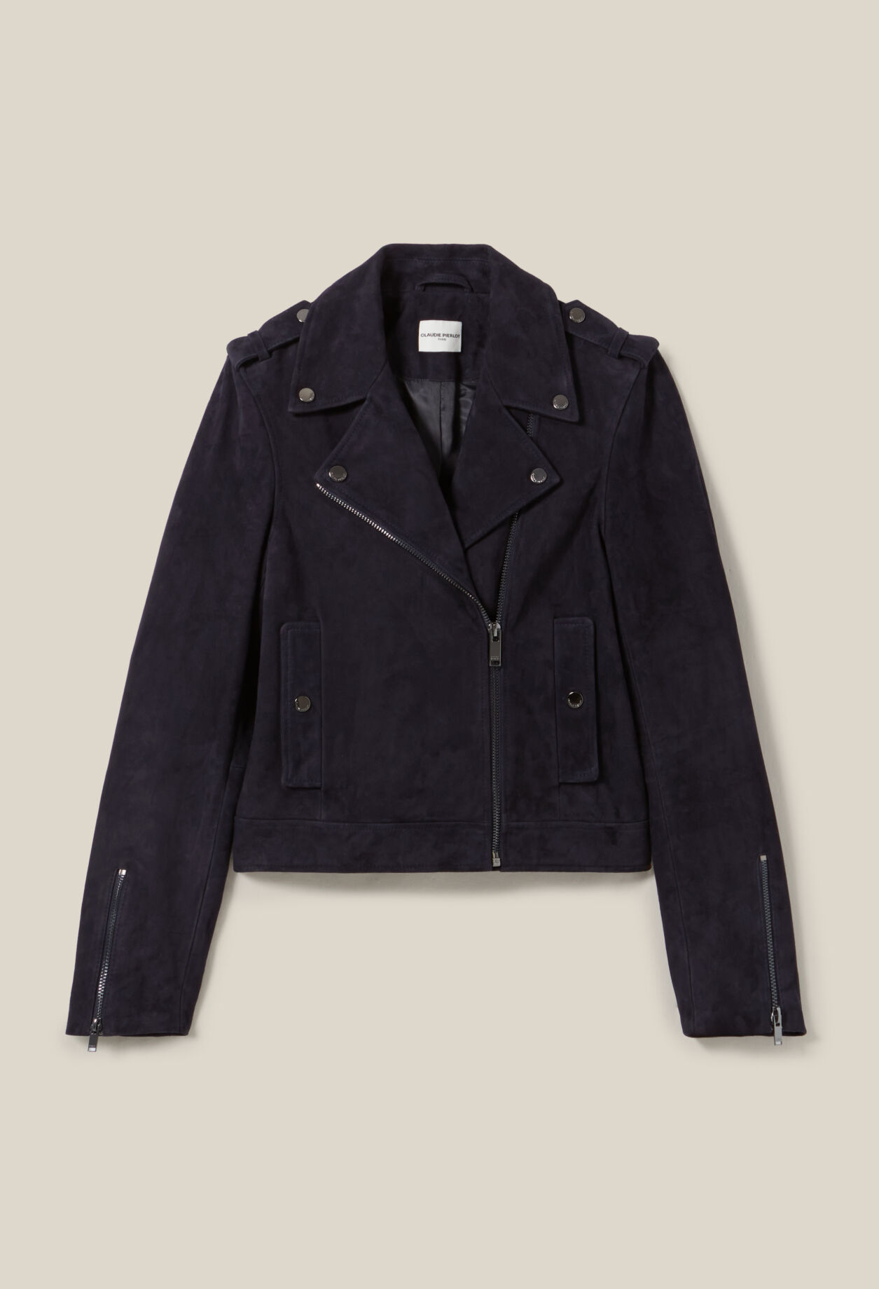 Suede leather biker jacket