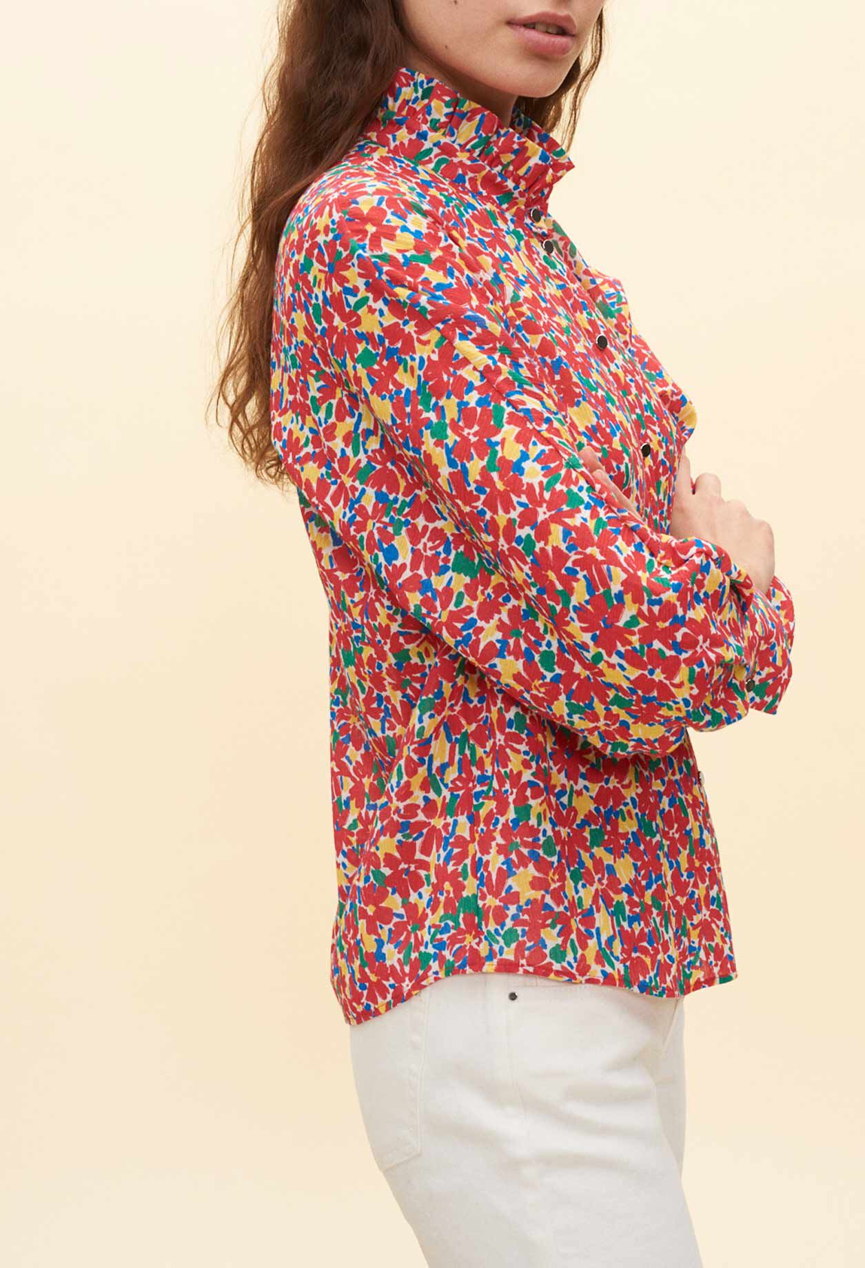 Chemise imprimée à col victorien