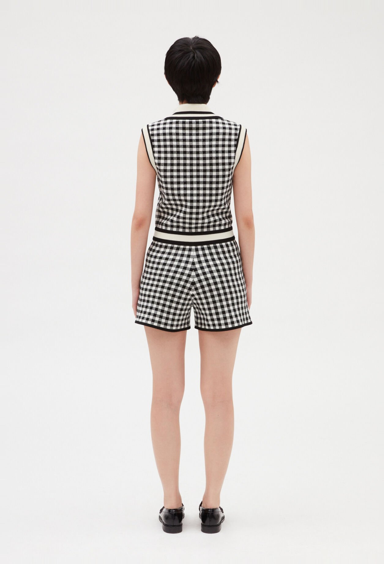 Two-tone checked playsuit