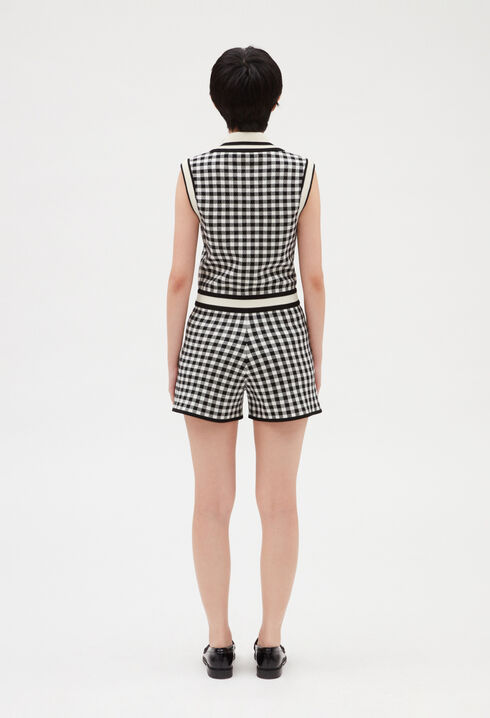 Two-tone checked playsuit