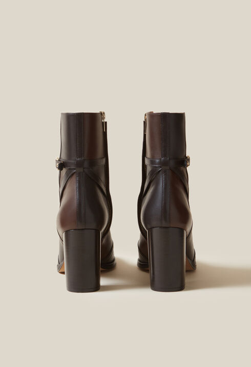 Bottines cuir vernis patchwork