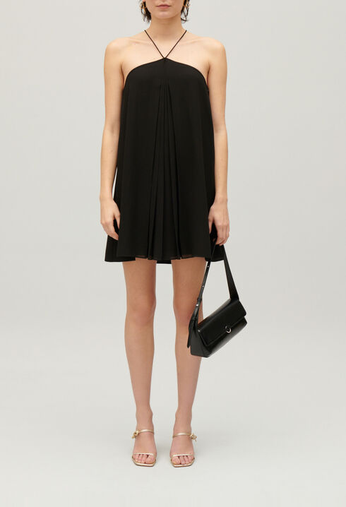 Short black pleated dress