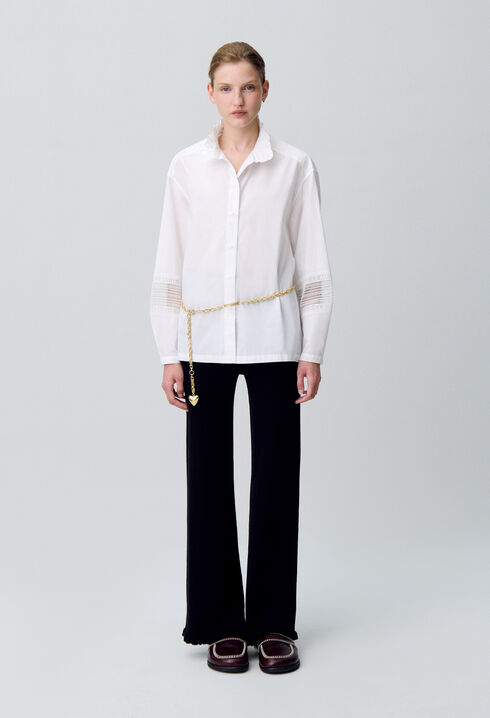 Chemise coton col volanté