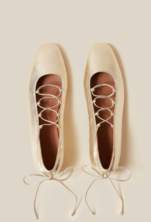 Ballerines cuir doré