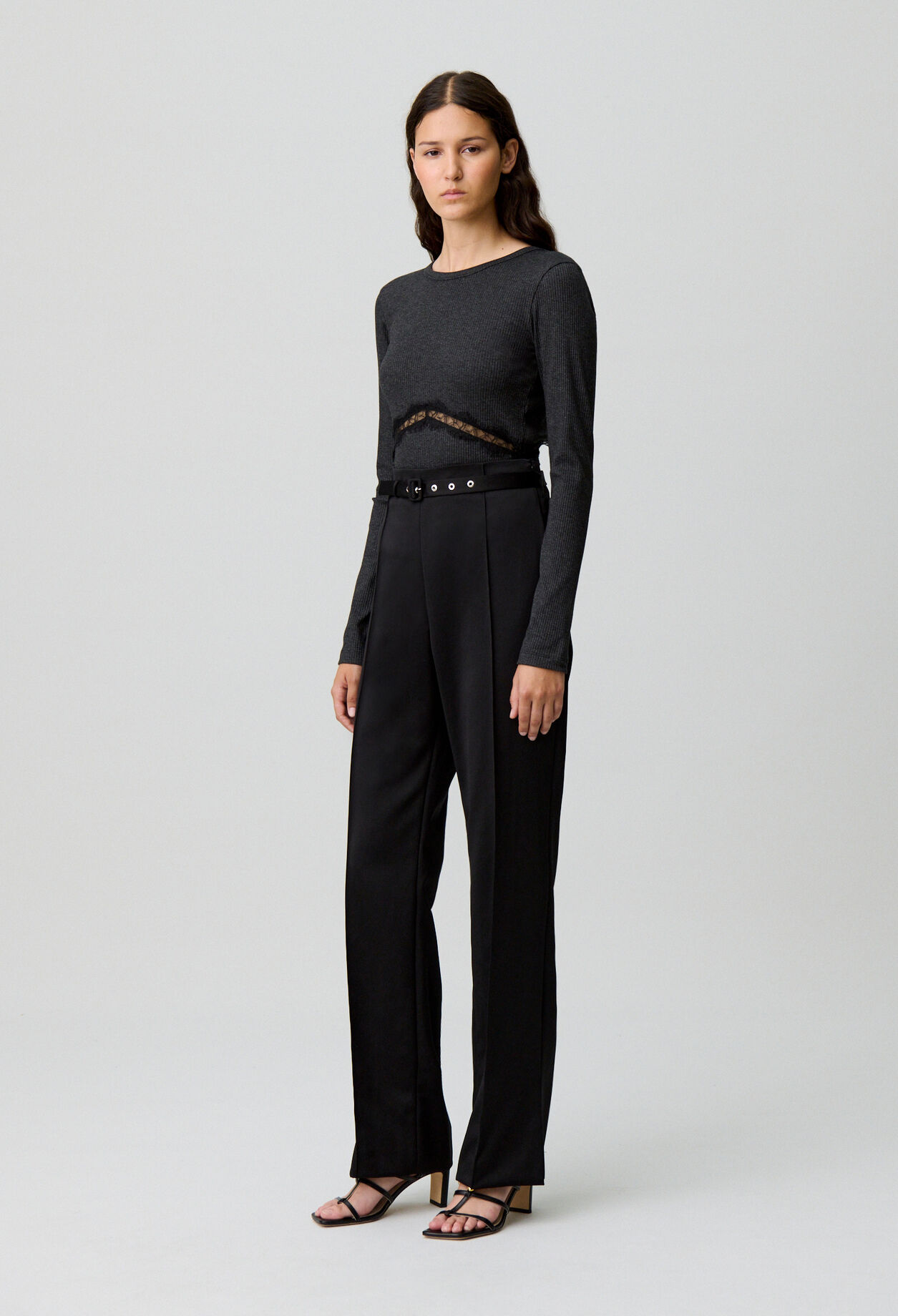 Pantalon droit satiné