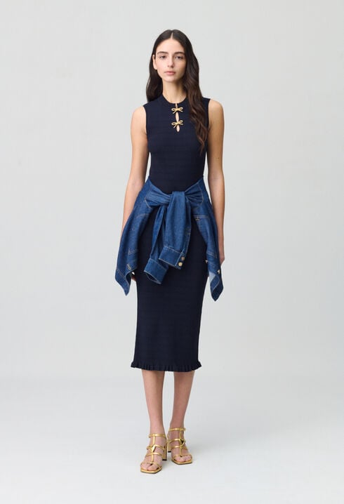 Robe longue maille fine noeuds
