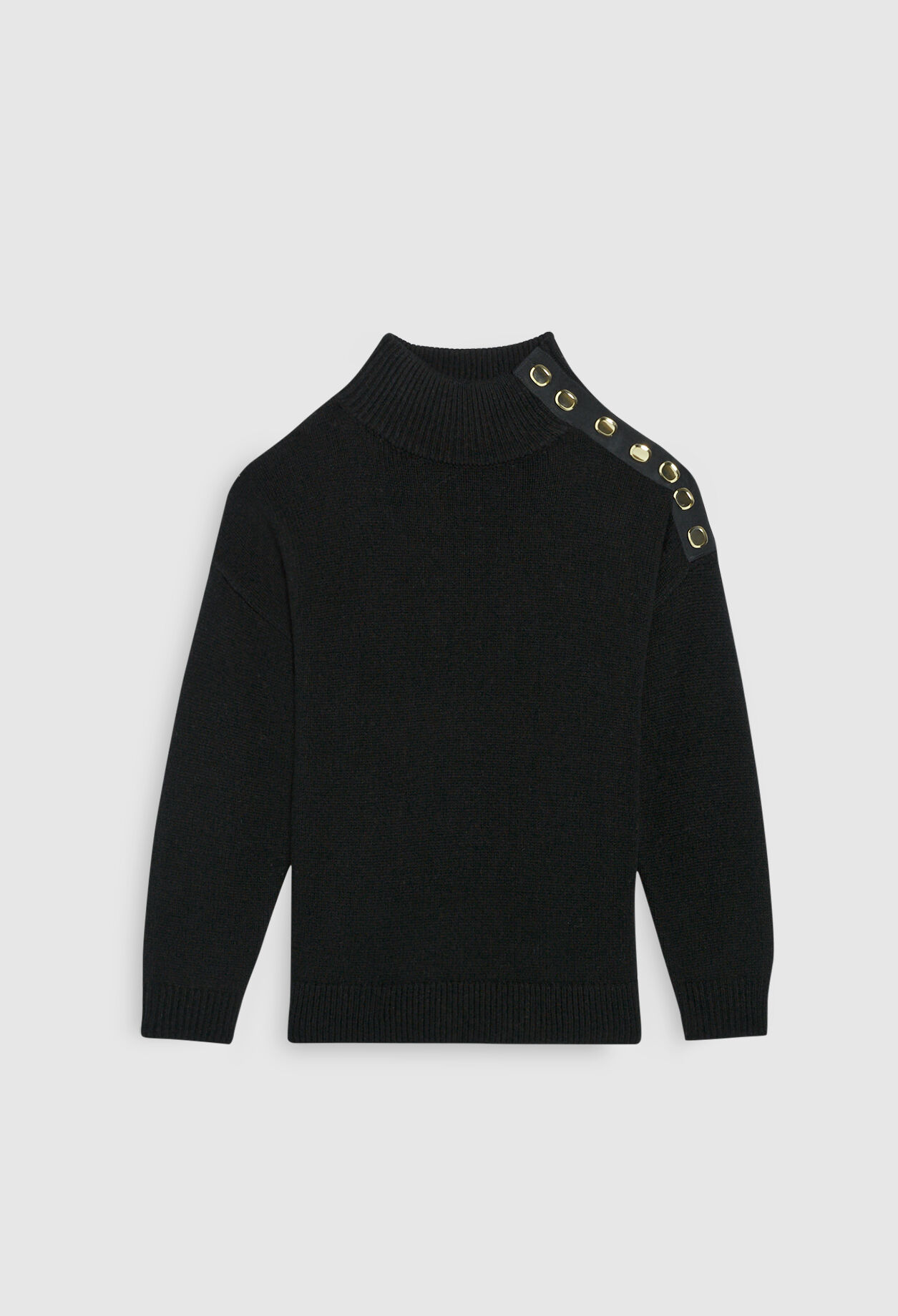 Traceable wool funnel neck pullover