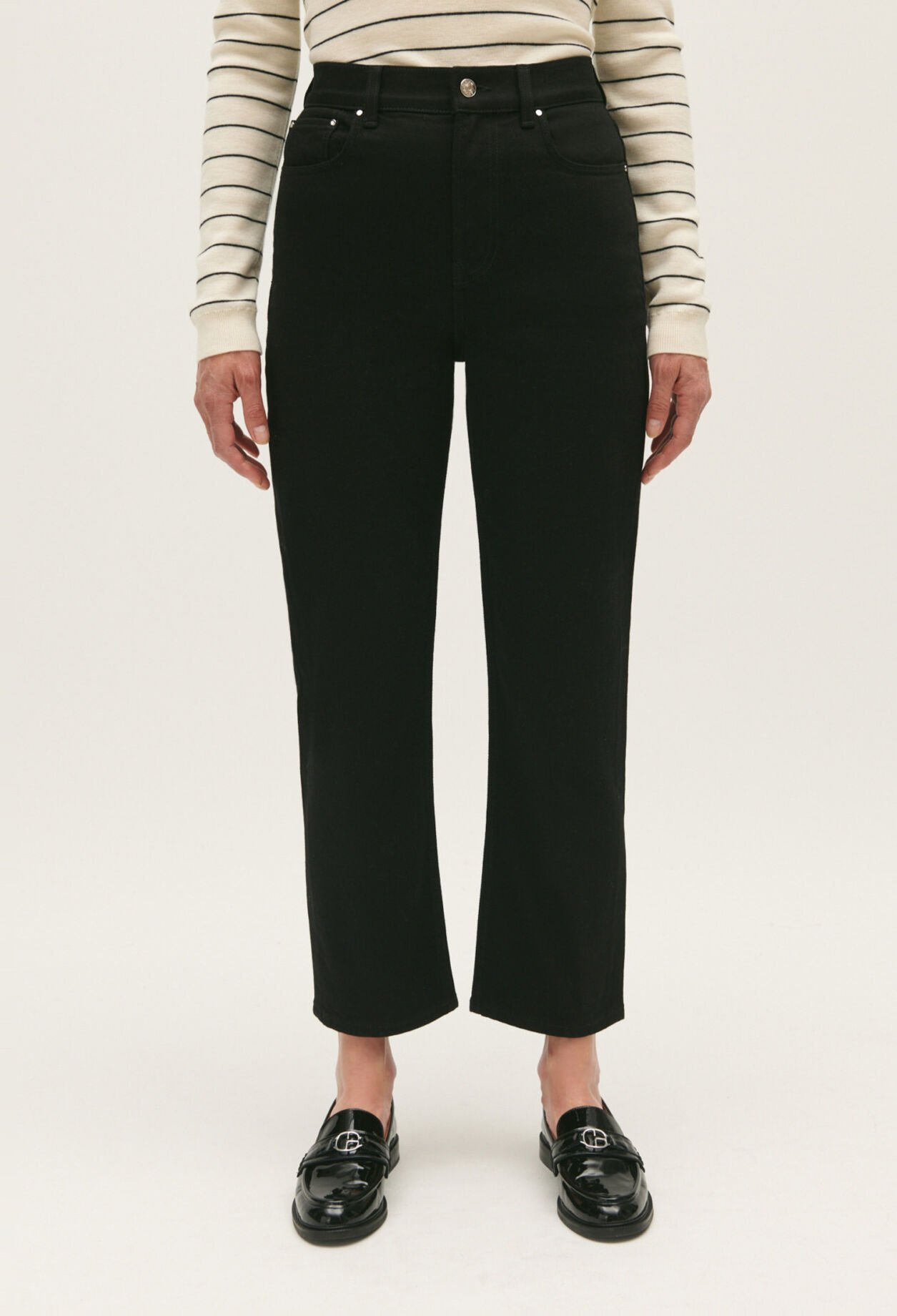 Black straight-leg jeans