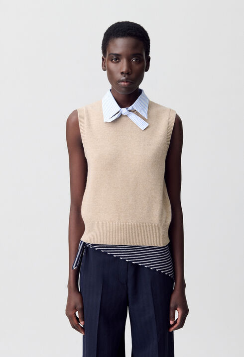 Sleeveless Jumper Removable Collar