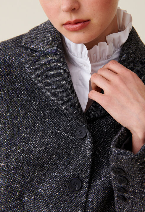 Veste tweed gris laine mélangée 