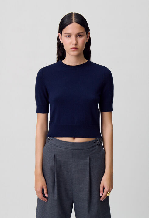 Top maille fine col
