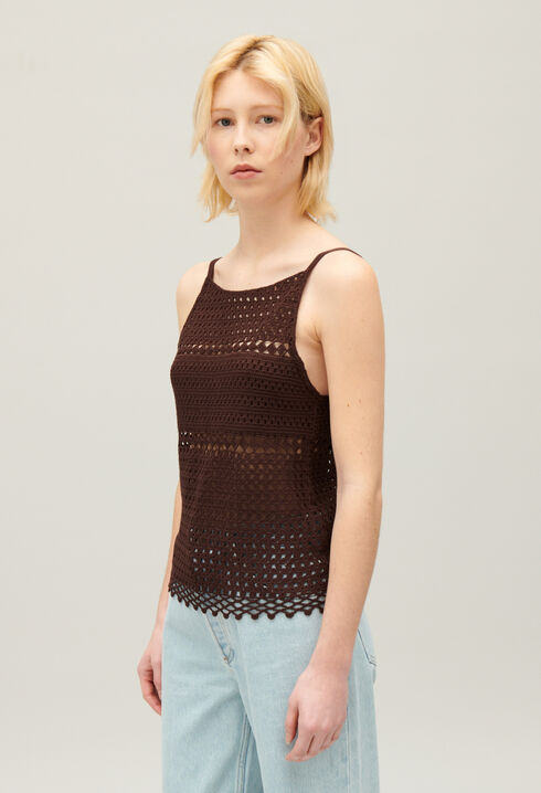 Top crochet marron