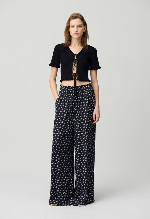 Pantalon large fluide imprimé