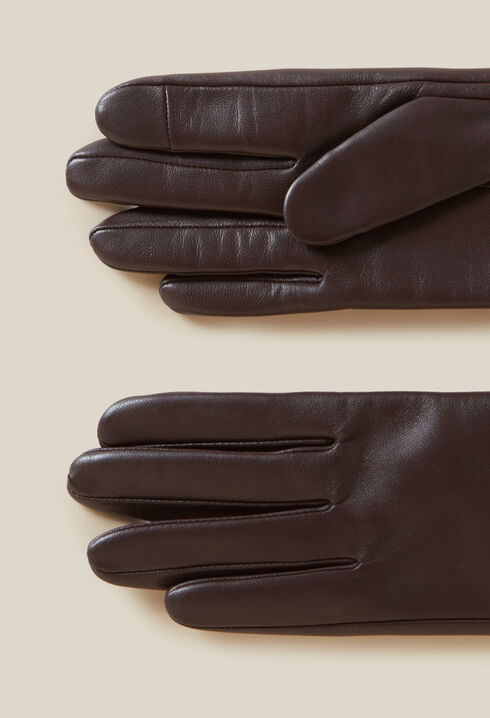 Gants cuir marron boucle CP dorée
