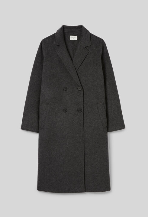 Manteau laine double face gris chiné