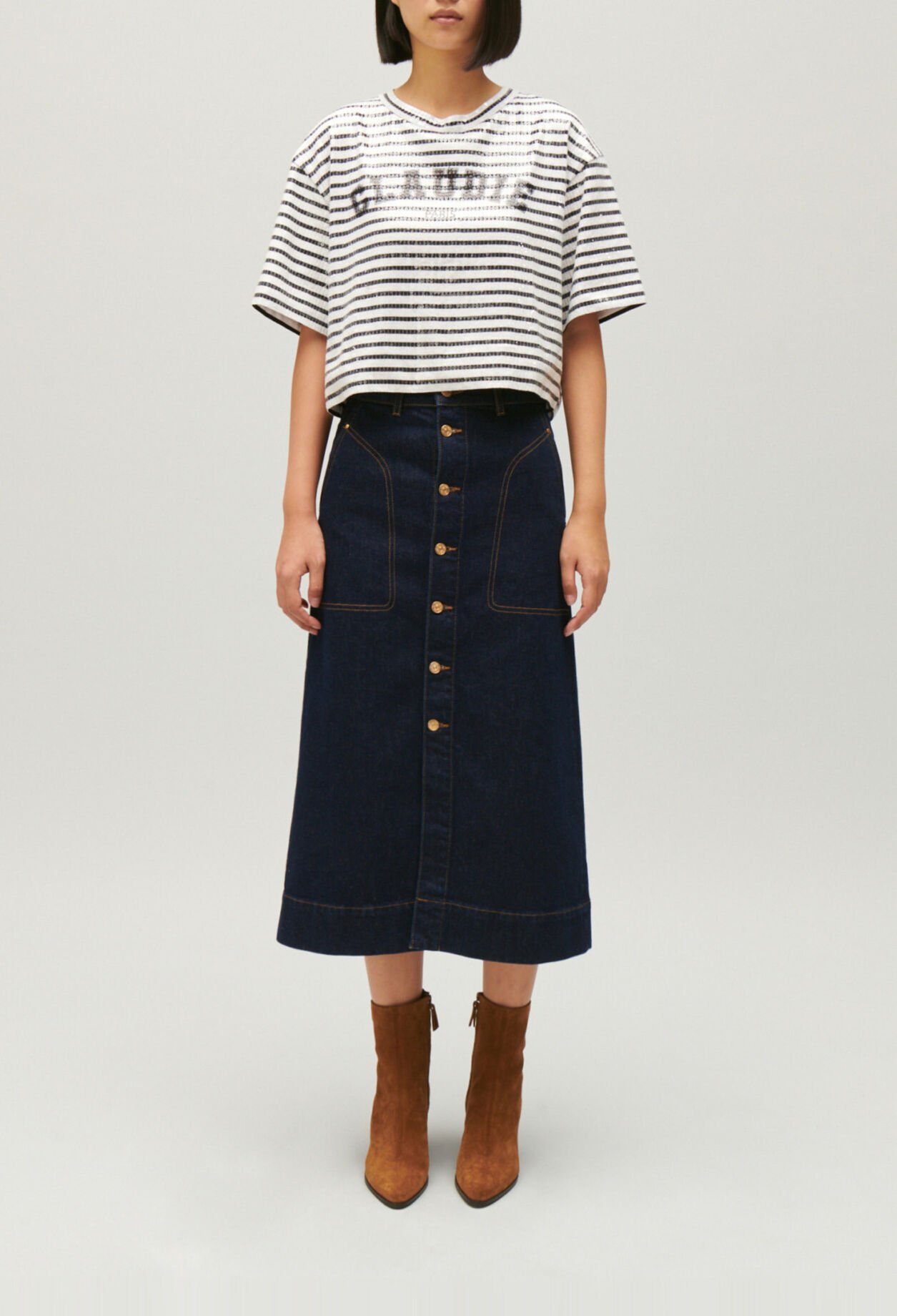 T-shirt rayures sequins bicolore