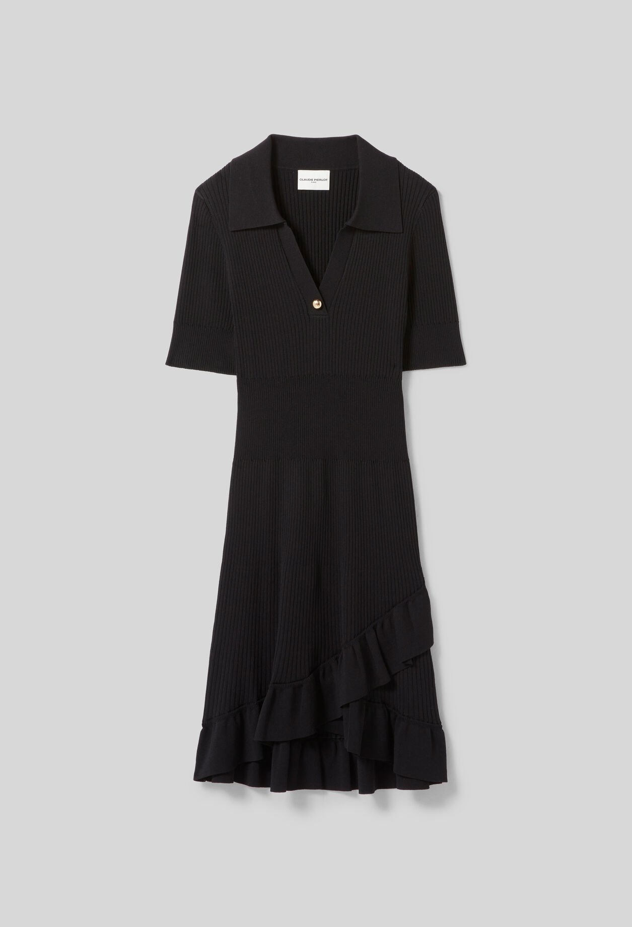 Shirt collar knit dress
