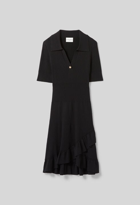 Shirt collar knit dress
