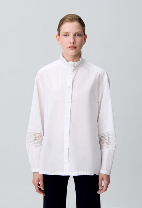 Chemise coton col volanté
