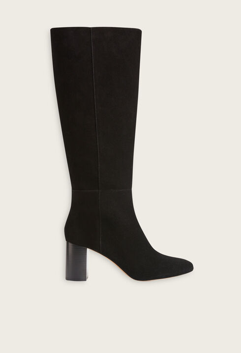 Black suede tall boots