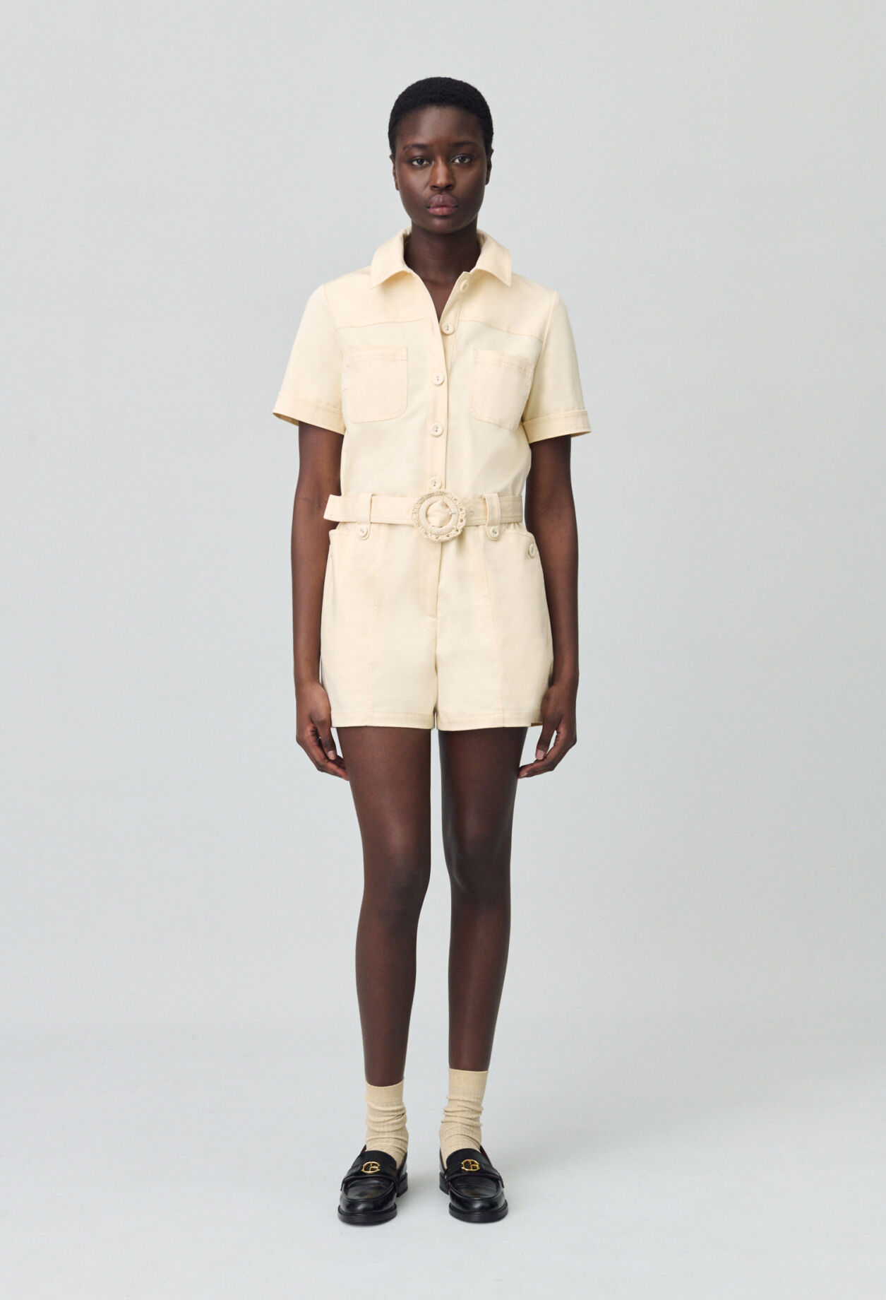 Shirt collar jumpsuit
