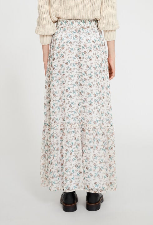 Long floral slit skirt