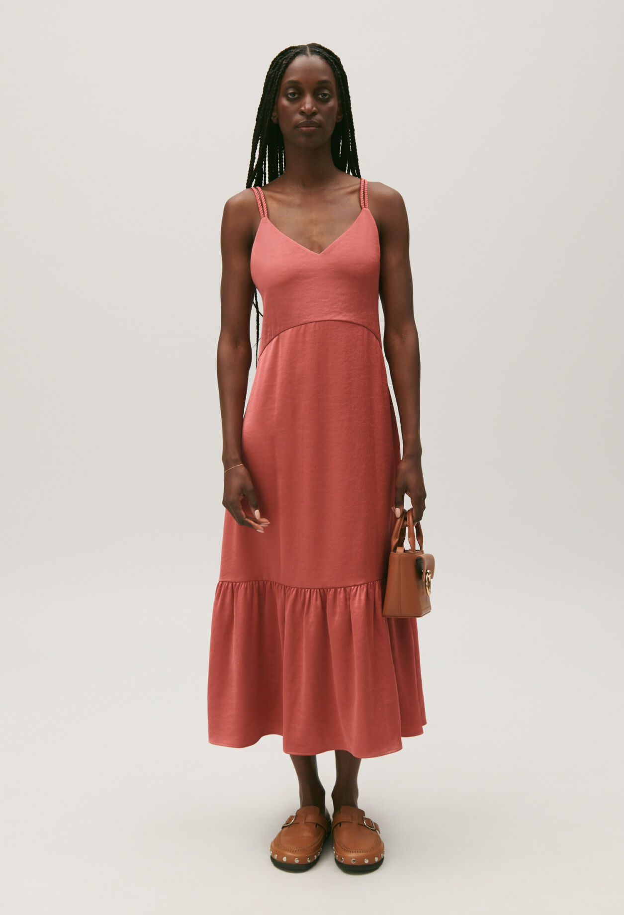 Terracotta satin dress discount