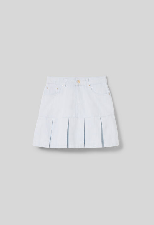 Jupe denim courte à plis