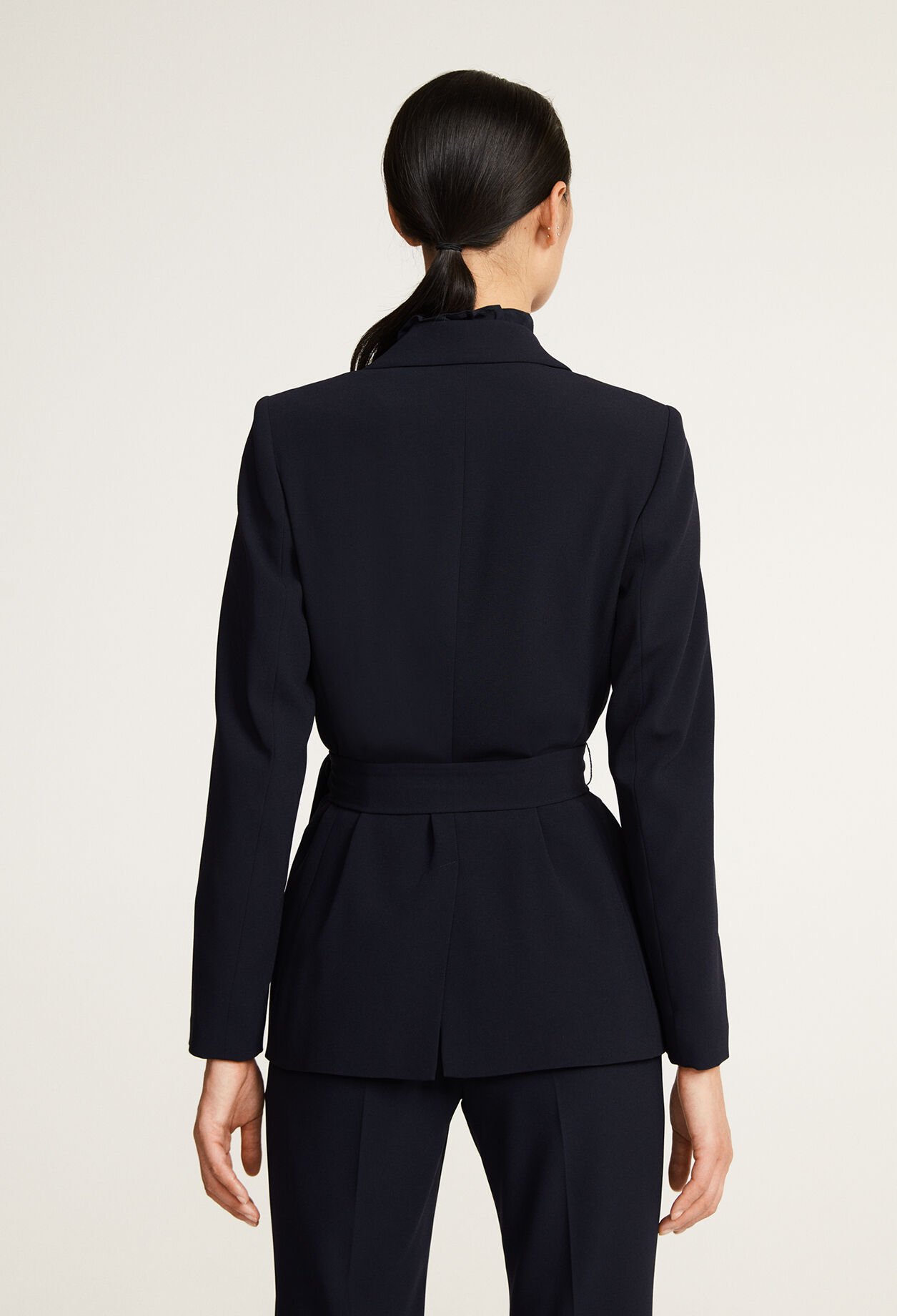Veste De Tailleur Unie Ceinturée
