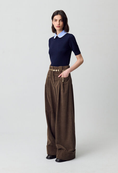 Wide-Leg Velvet Trousers