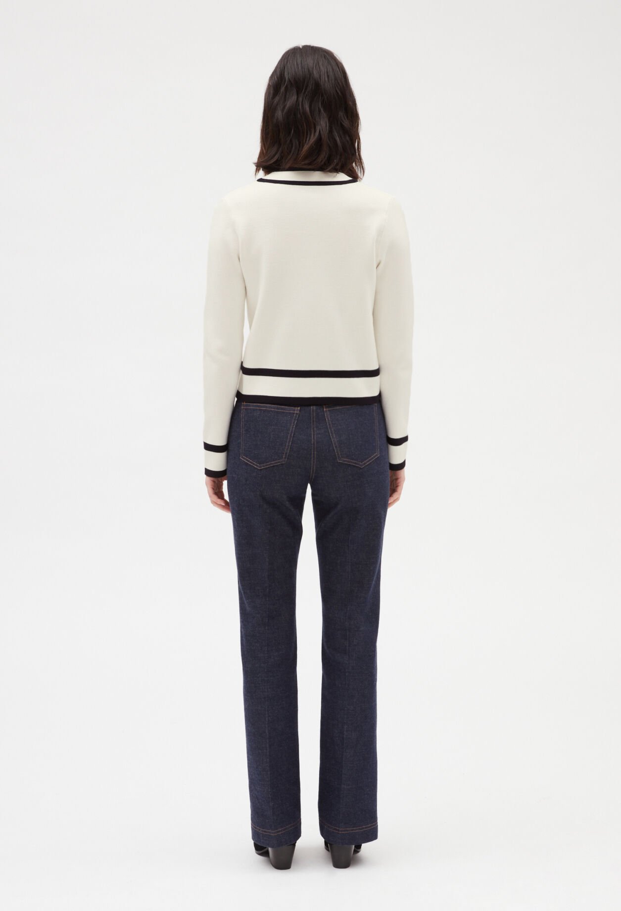 Cardigan bicolore poche brodée