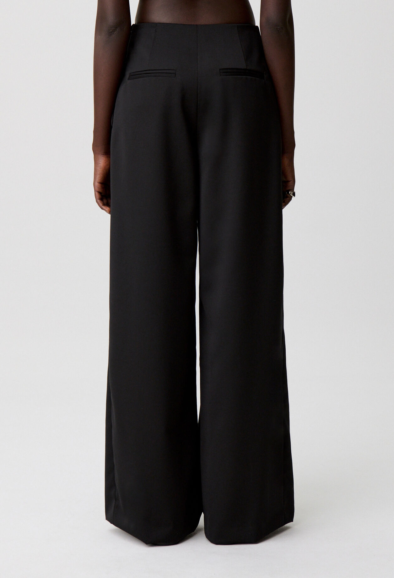 Wide-leg wool-blend trousers