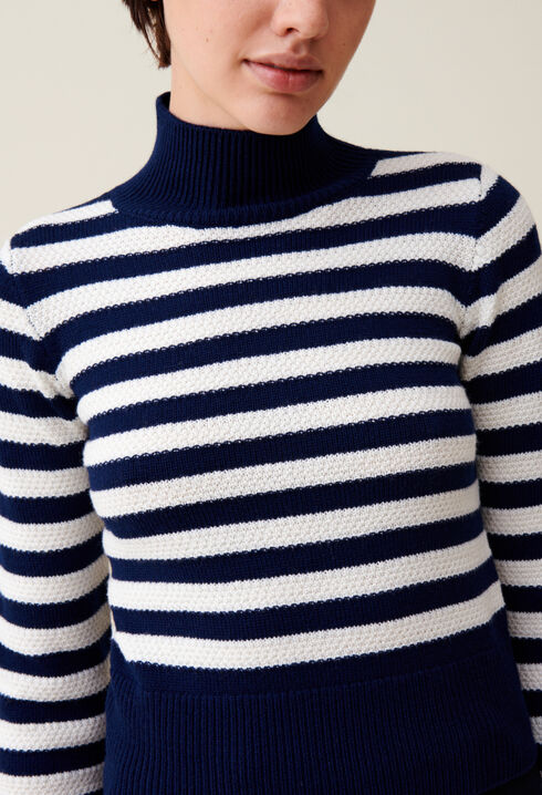 Pull marinière col montant