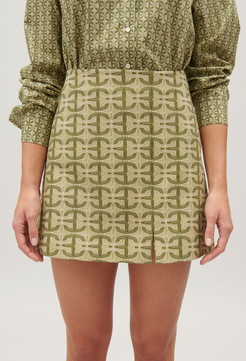 Short A-line skirt with monogram