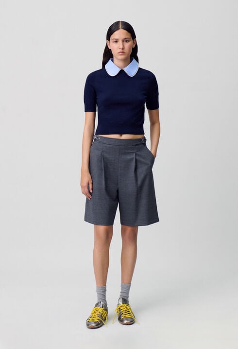 Top maille fine col