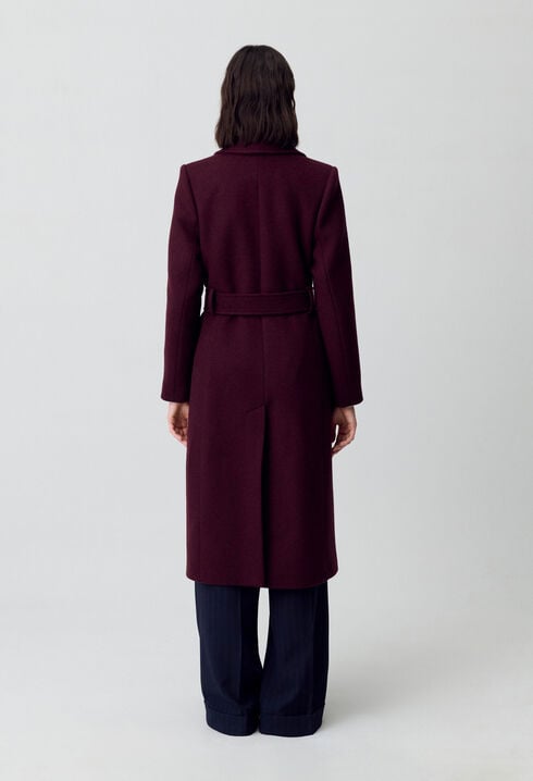 Manteau long croisé laine