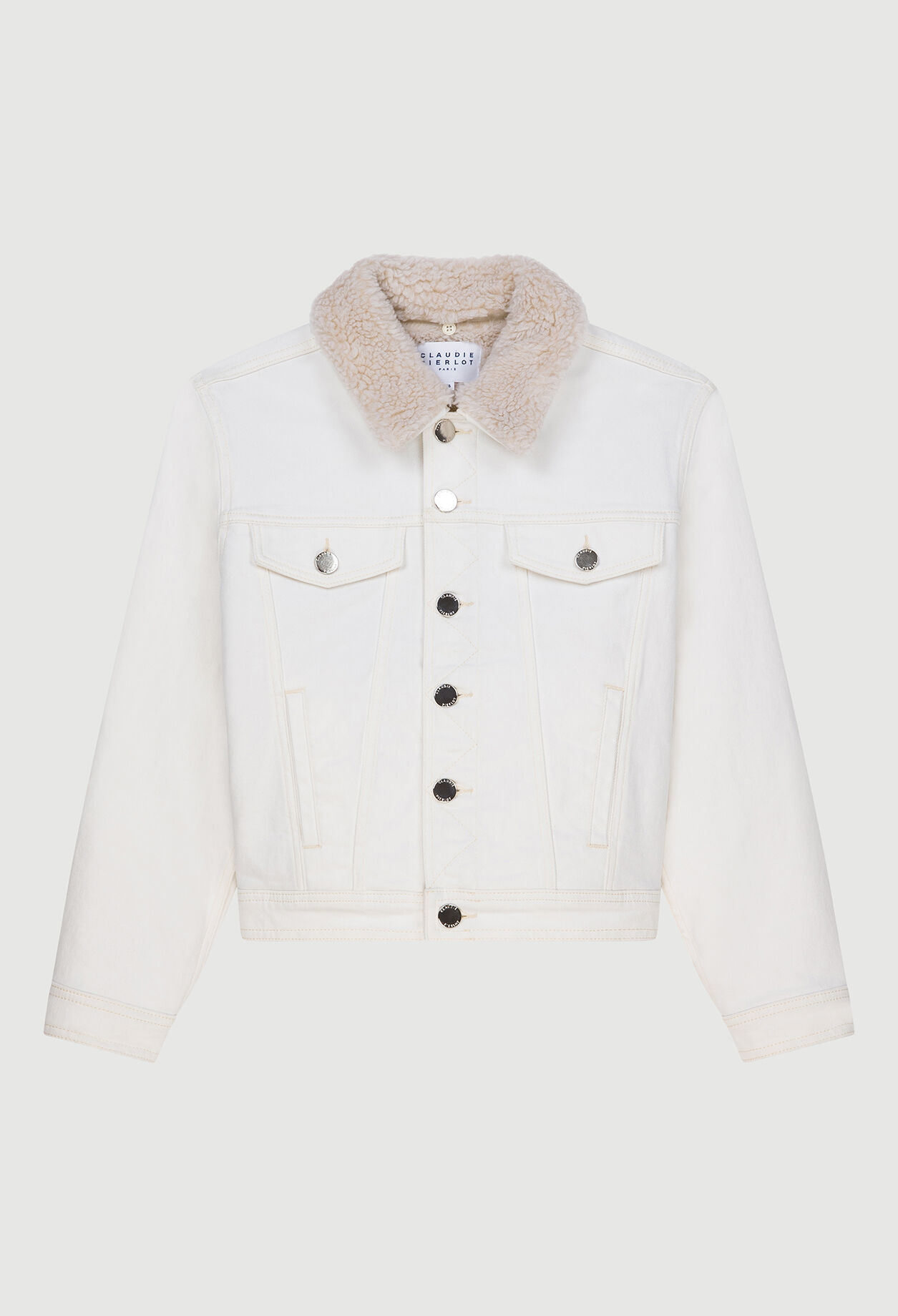 Denim jacket with faux-fur collar