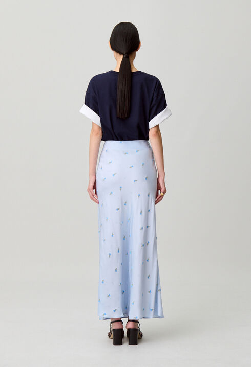 Floral satin skirt
