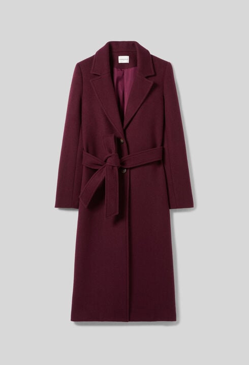 Manteau long croisé laine