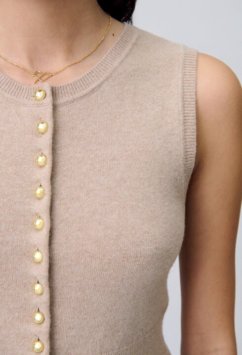 Top maille boutonné